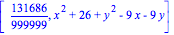 [131686/999999, x^2+26+y^2-9*x-9*y]
